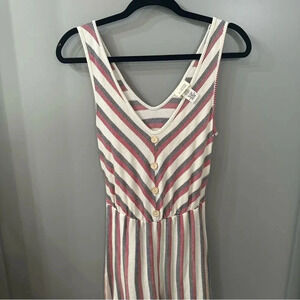 Caution To The Wind Striped Jumpsuit - Red, White, Blue